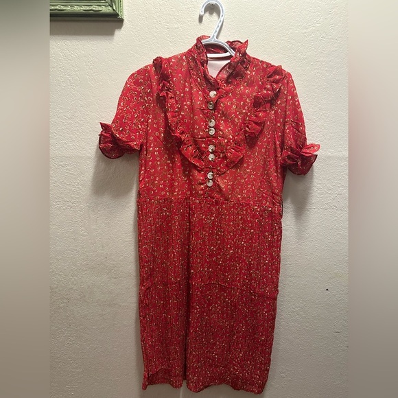 Red Floral Ruffle Dress - Picture 8 of 8